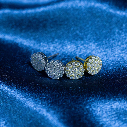 Iced Round Synthetic Moissanite Stud Earrings For Men Women Gift