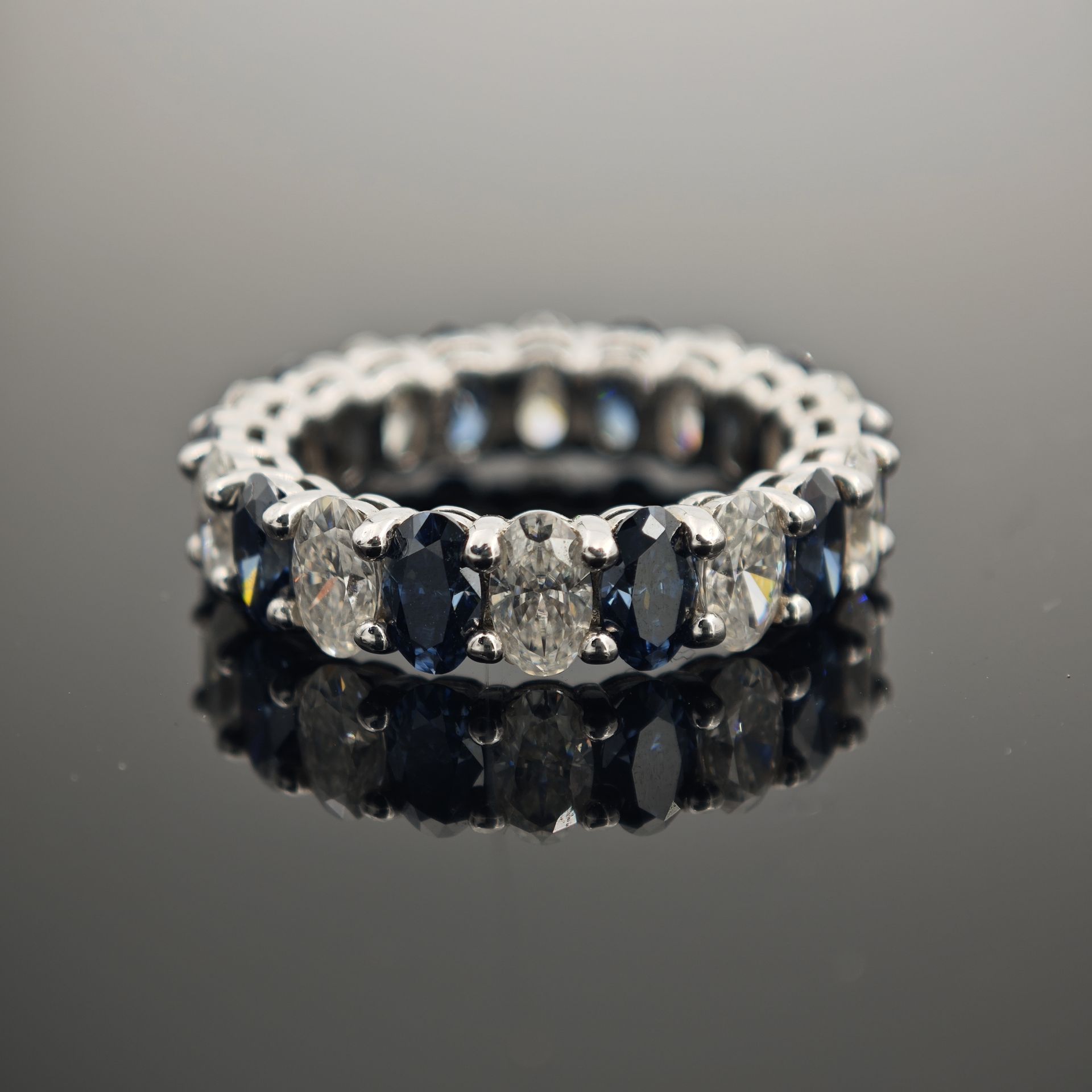 6ct Oval Synthetic Moissanite Full Eternity Stackable Band In 925 Sterling Silver