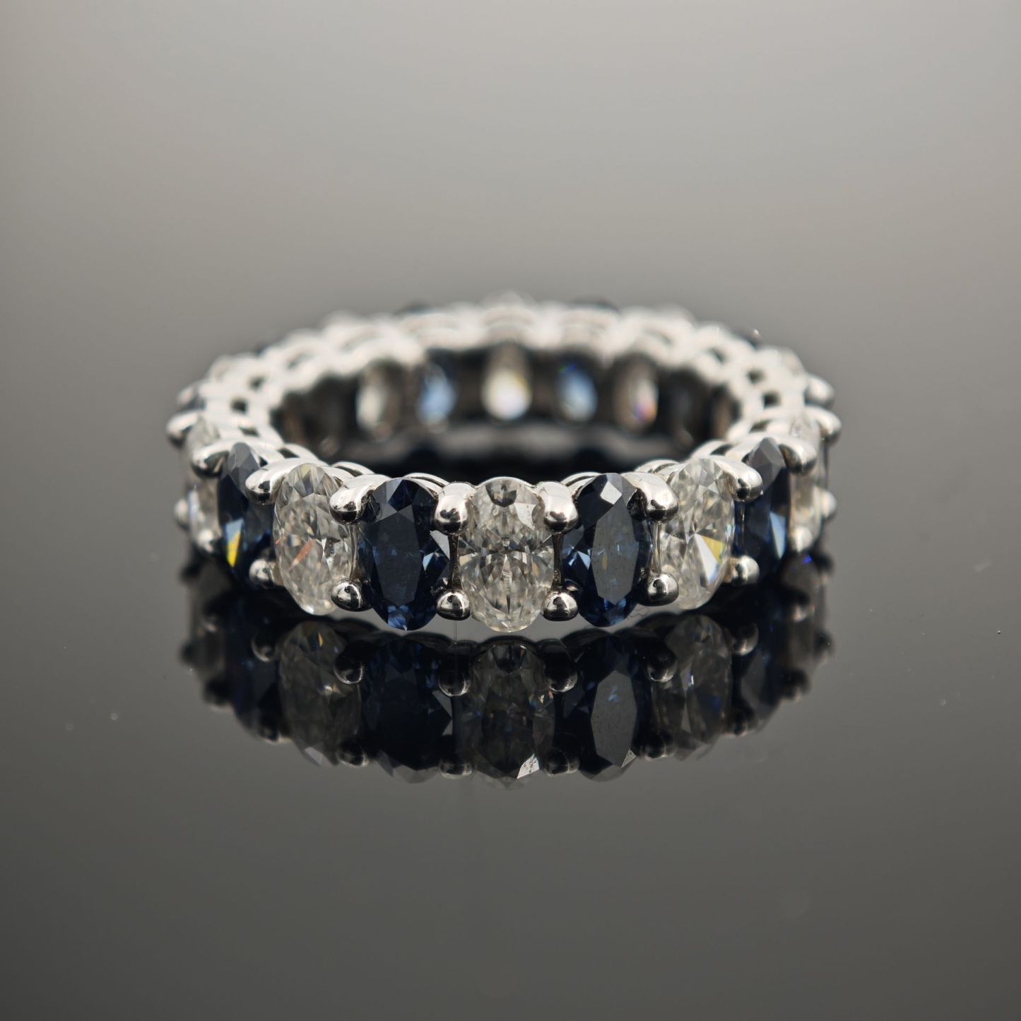 6ct Oval Synthetic Moissanite Full Eternity Stackable Band In 925 Sterling Silver