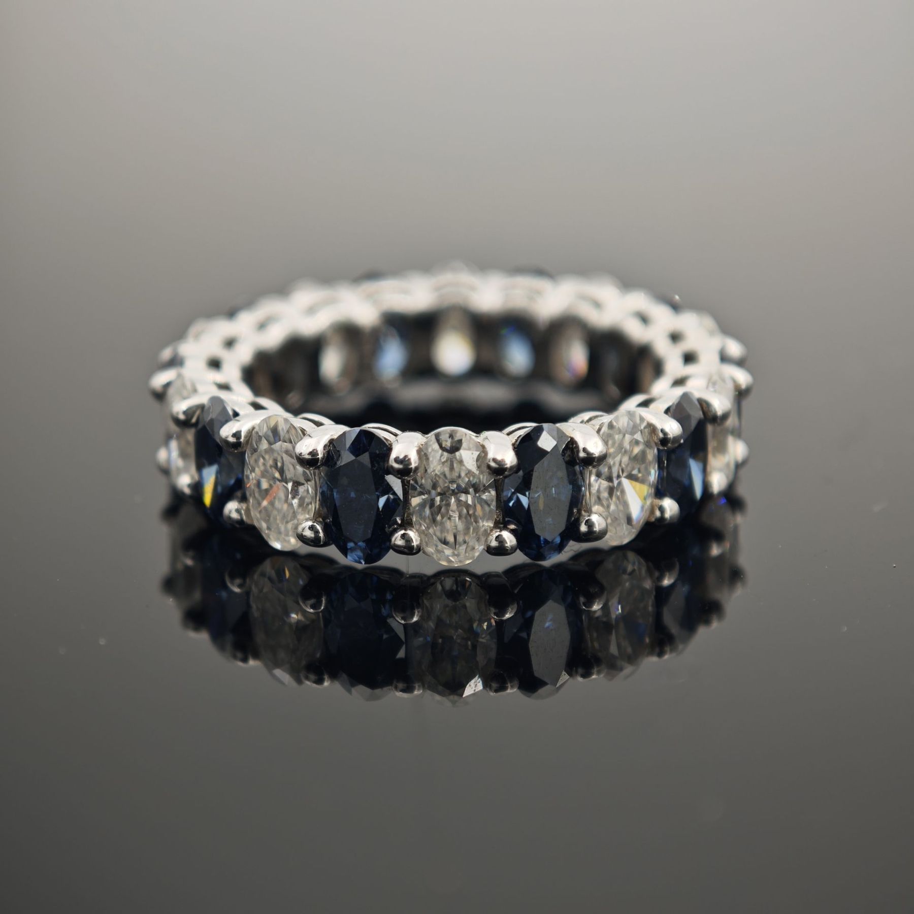 6ct Oval Synthetic Moissanite Full Eternity Stackable Band In 925 Sterling Silver