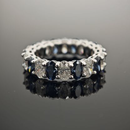 6ct Oval Synthetic Moissanite Full Eternity Stackable Band In 925 Sterling Silver