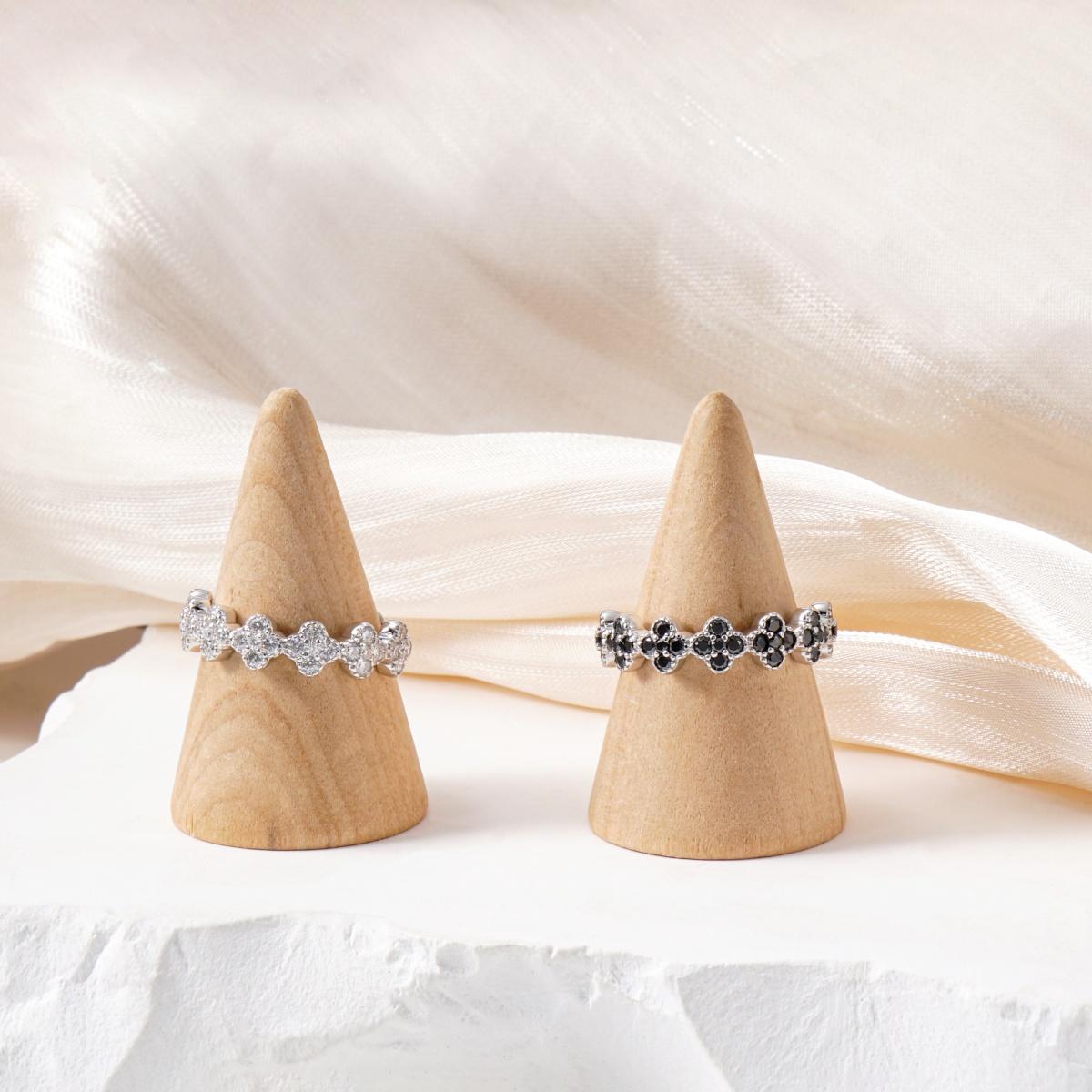 Delzzad 0.6ct Luxury Floral Eternity Band Cluster Ring Synthetic Moissanite Wedding Bands Ring S925 Sterling Silver Moissanite Jewelry Perfect Birthday Engagement Wedding Anniversary Gift