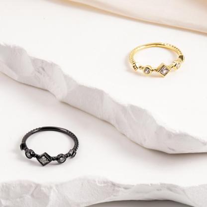 Vintage Cable Band Ring Bezel Synthetic Moissanite Ring Jewelry S925