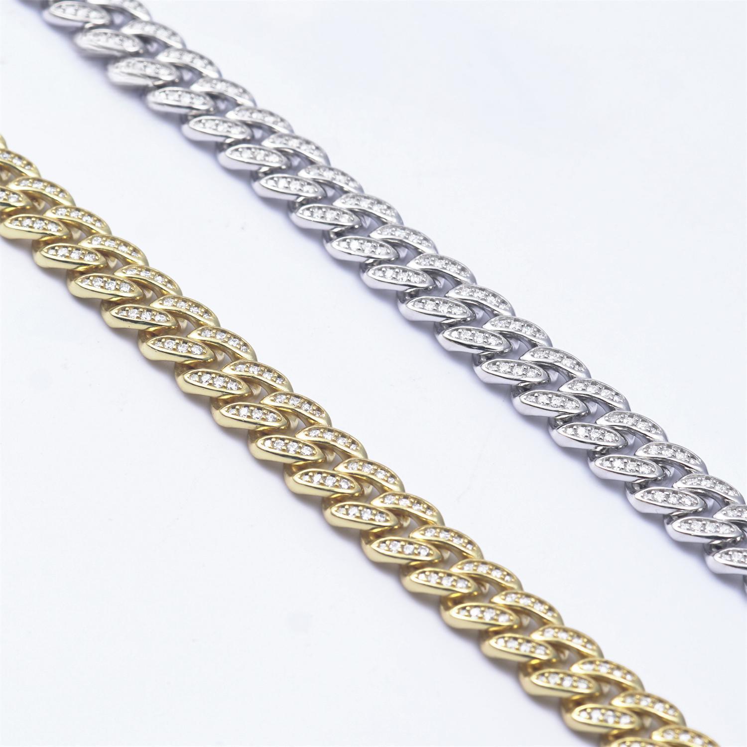 02style S925 VVS Synthetic Moissanite Hip Hop Unisex Cuban Link Bracelet