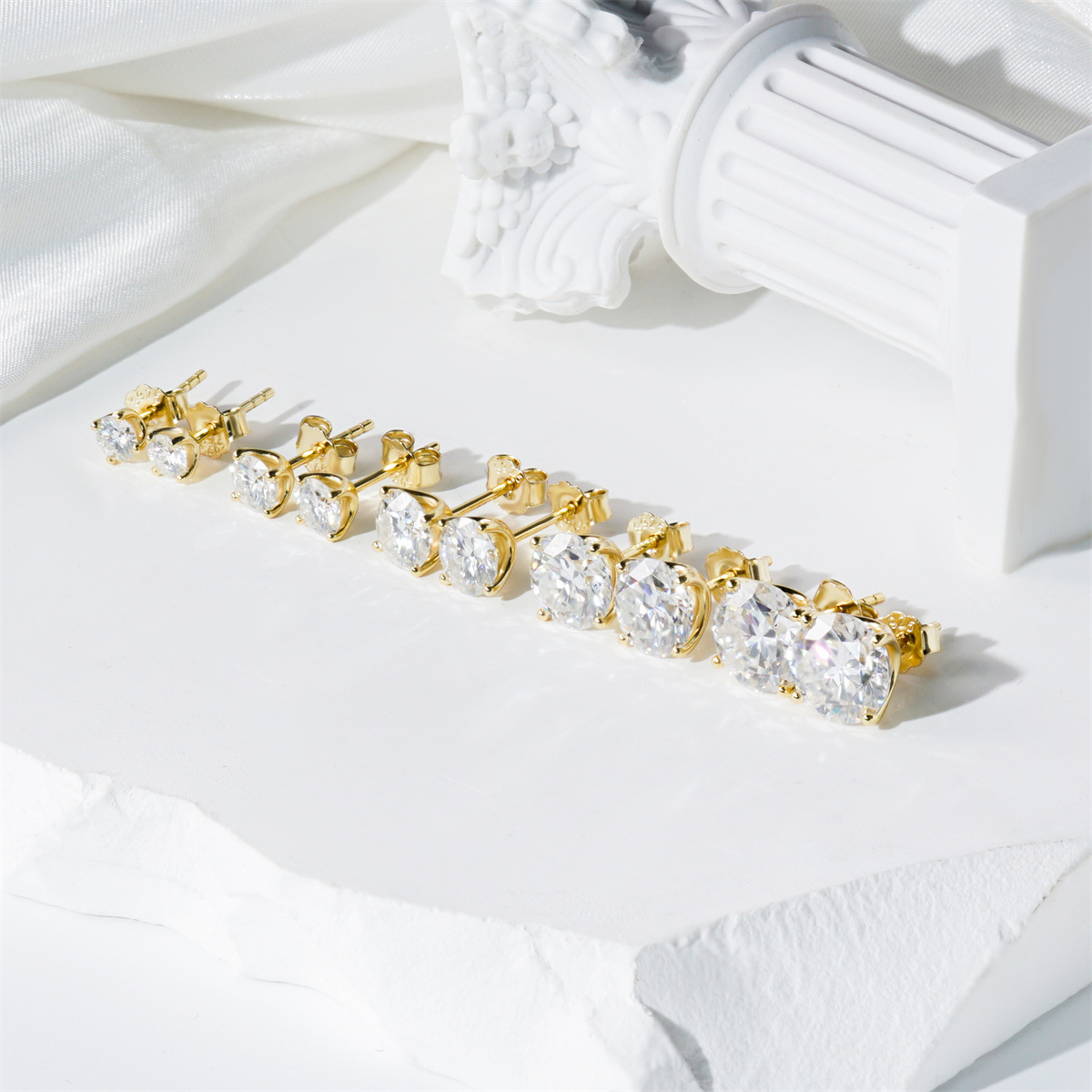 Solitaire Four Prong Earrings Butterfly/Screw Back Stud D-Color Moissanite & S925
