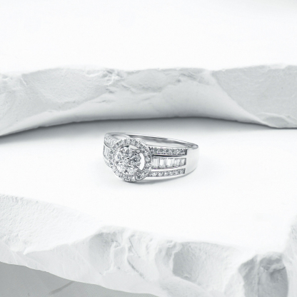 Hip Hop Halo Cocktail Ring D Color VVS Synthetic Moissanite S925 Stunning Unisex Ring Perfect for Any Occasion & Everyday Wear Birthday Anniversary Gifts