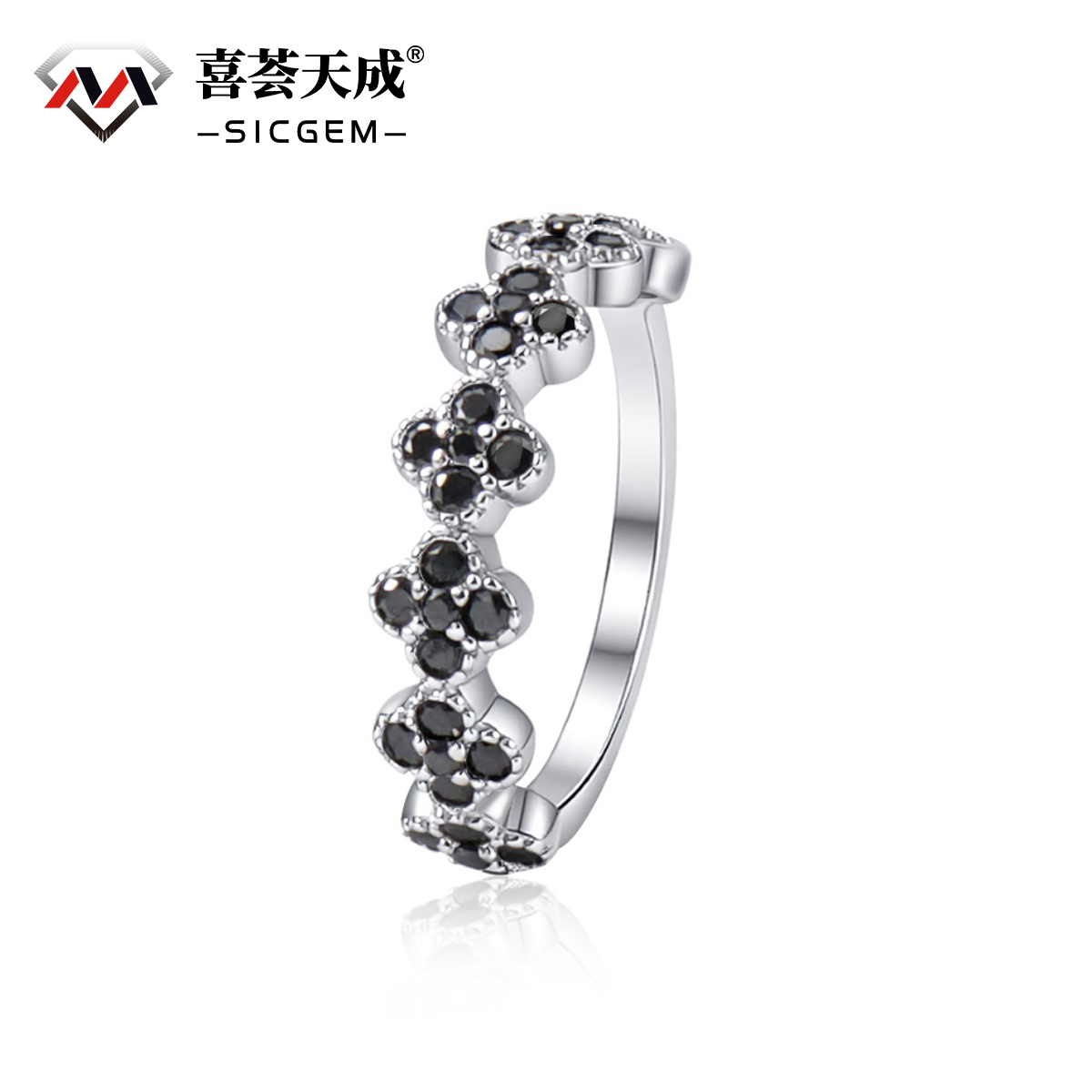 0.6ct Luxury Floral Eternity Band Cluster Ring Synthetic Moissanite Wedding Bands Ring S925 Sterling Silver Moissanite Jewelry