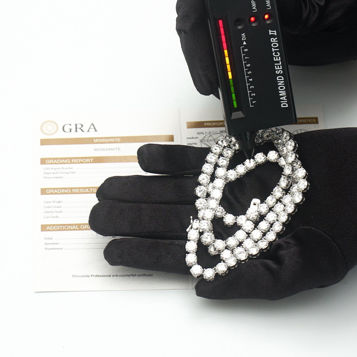 S925 Silver Hip Hop Synthetic Moissanite Tennis Chain