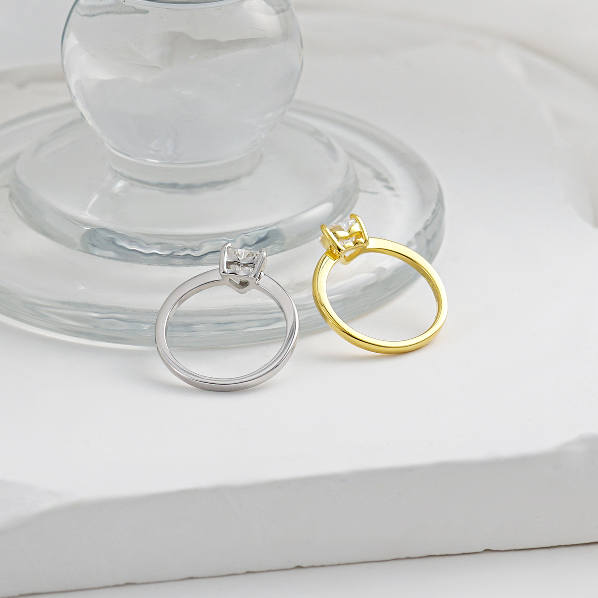 1ct Heart Ring Band Synthetic Moissanite S925 Solitaire Love Women Ring Perfect for Any Occasion & Everyday Wear Birthday Anniversary Mother's Day Gift for Men Women