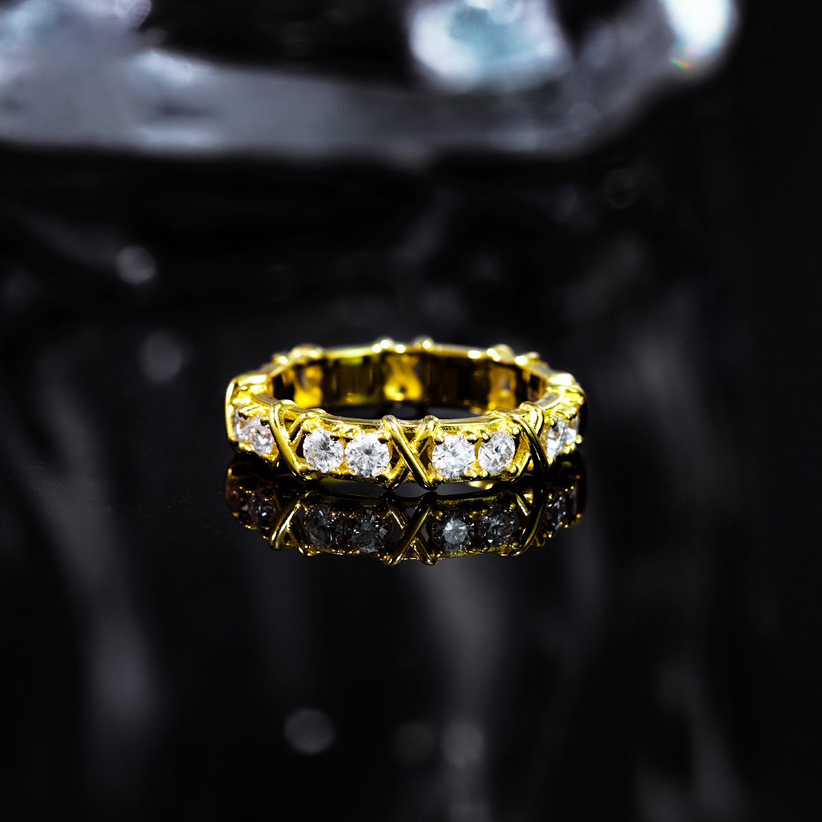 S925 VVS Synthetic Moissanite Hip Hop Cross Eternity Ring Wedding Anniversary Gift for Men Women