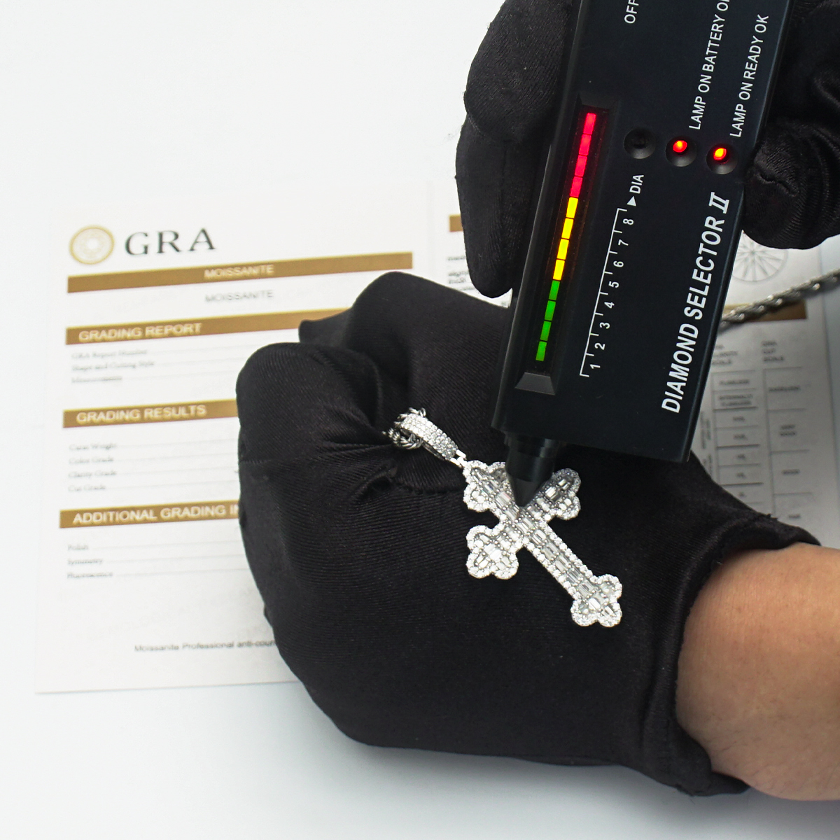 S925 VVS Synthetic Moissanite Exquisite Hip Hop Punk Bling Cross Pendant Necklace Mother's Day Anniversary Gift