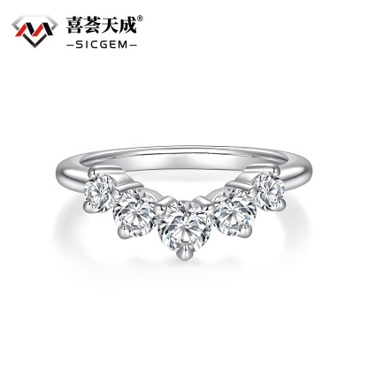 1ct S925 Round Synthetic Moissanite Curved Wedding Band