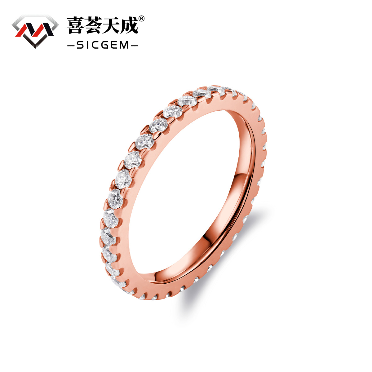 S925 VVS D Color Synthetic Moissanite Eternity Ring Band Anniversary Mother's Day Gifts For Women Men