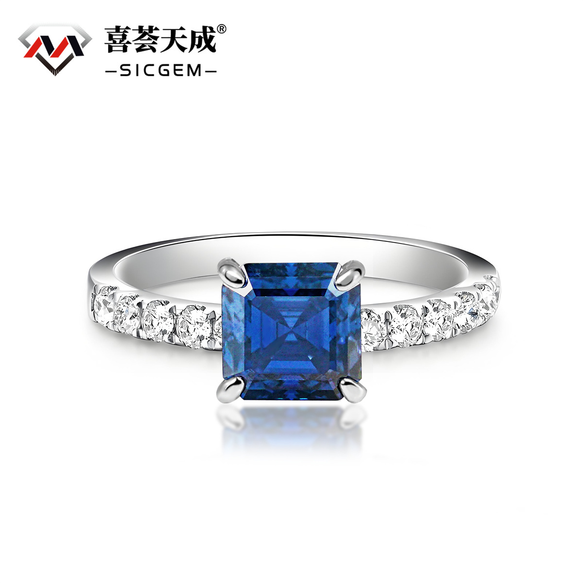 2ct Square Asscher Cut Synthetic Moissanite Solitaire Ring In 925 Sterling Silver