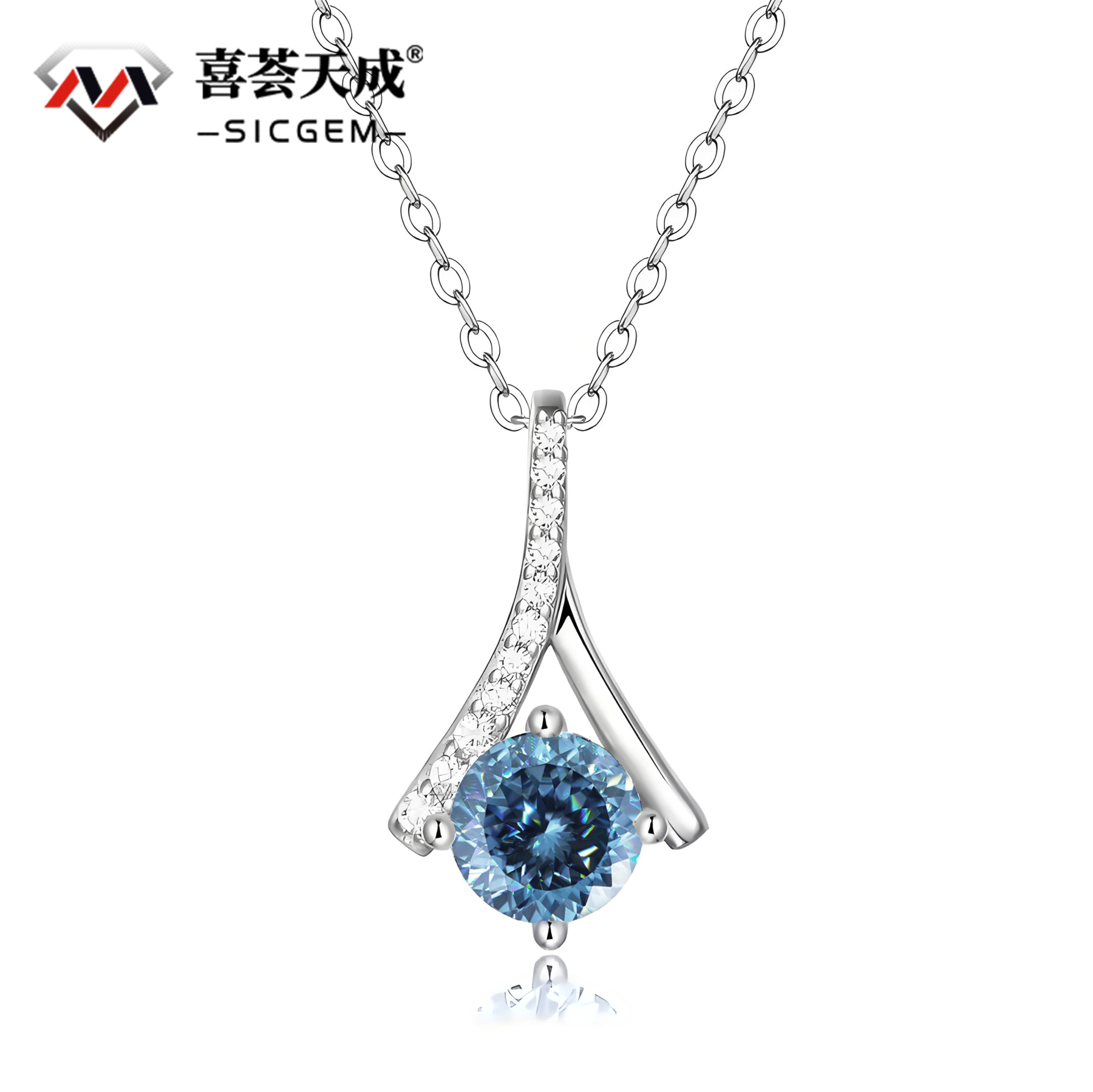 2ct Synthetic Moissanite Aesthetic Fashion Pendant Necklace Chain S925