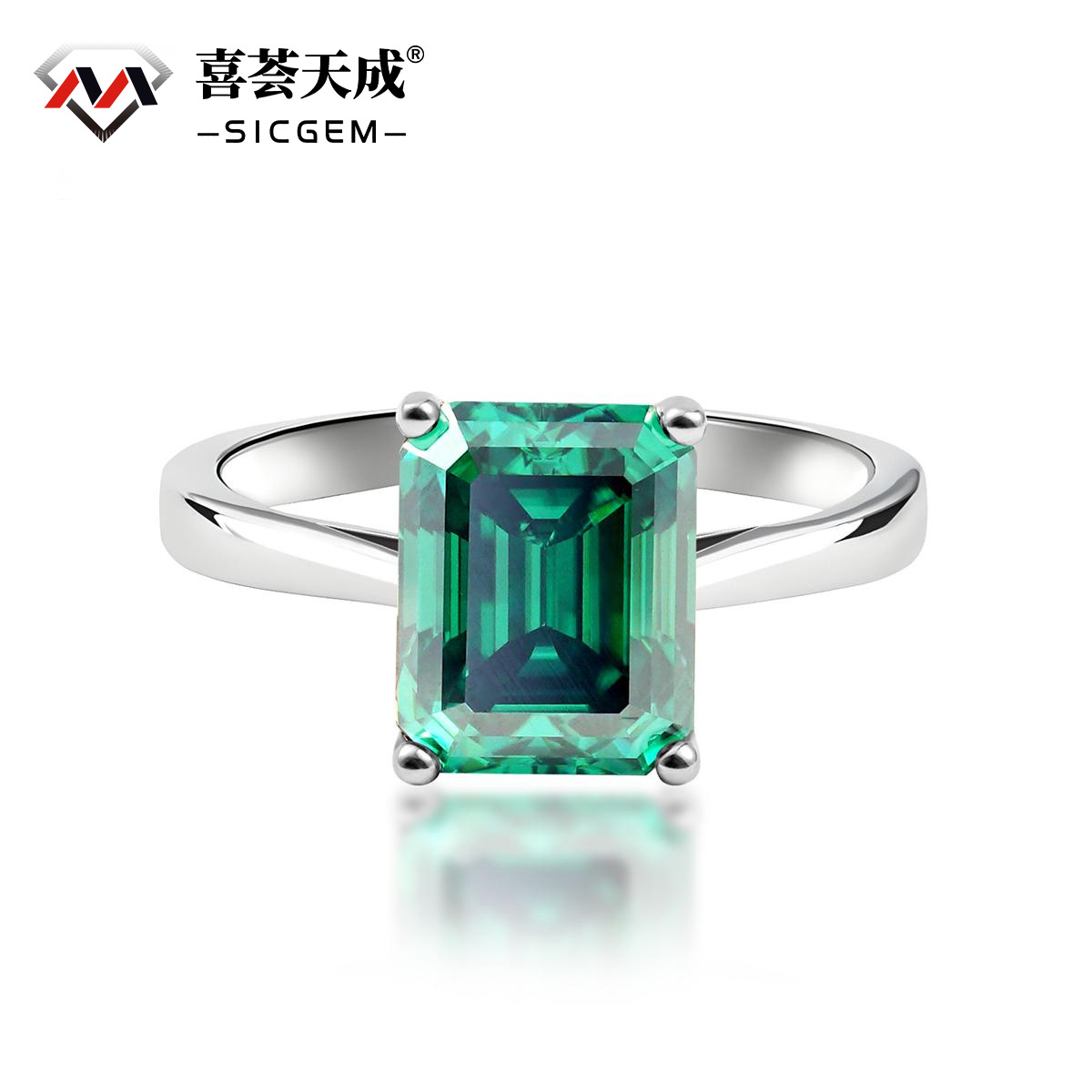 4ct Octagon Synthetic Moissanite Solitaire Ring In 925 Sterling Silver