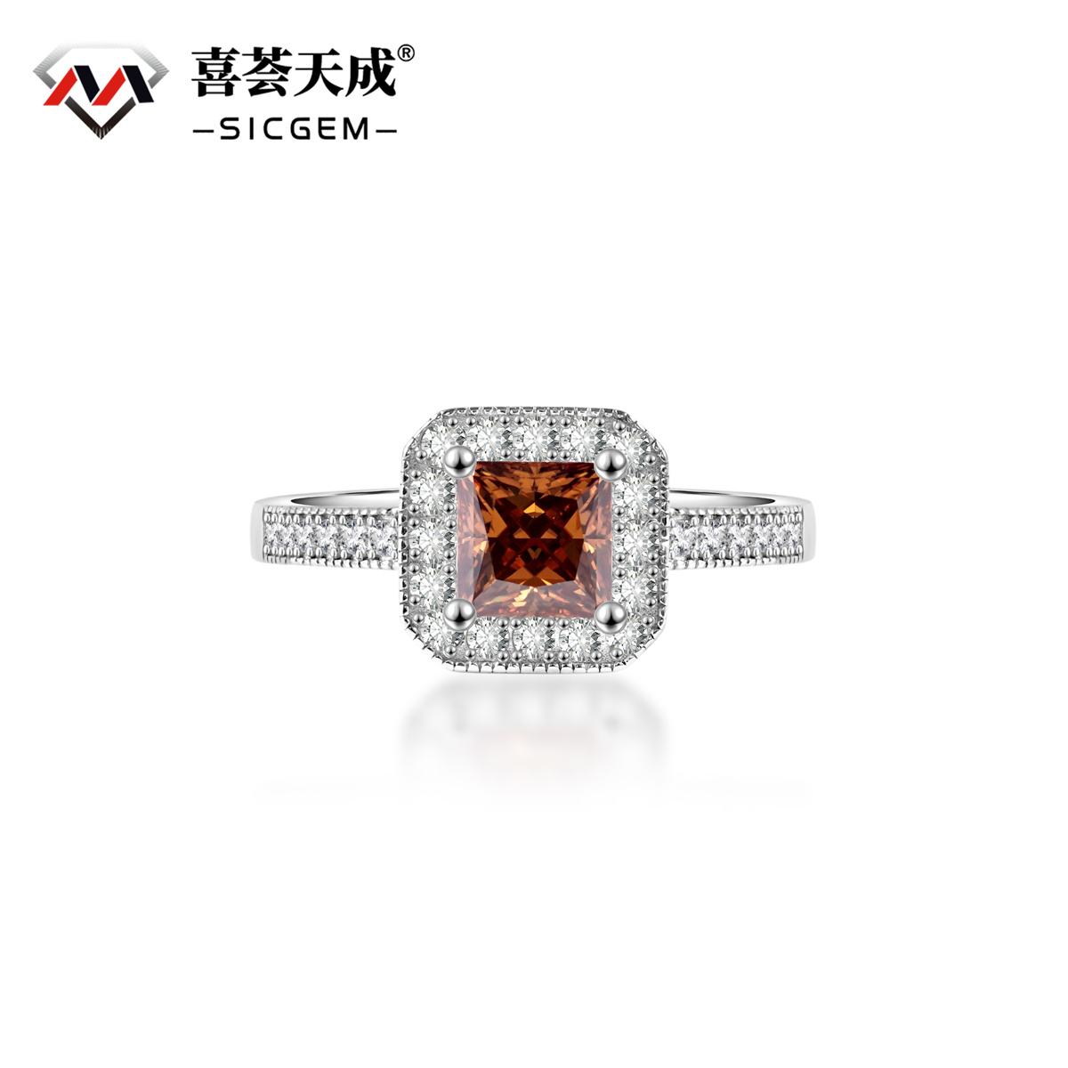 1ct Princess Synthetic Moissanite Halo Ring S925 Ring Band Jewelry Perfect Birthday Engagement Wedding Anniversary Gift