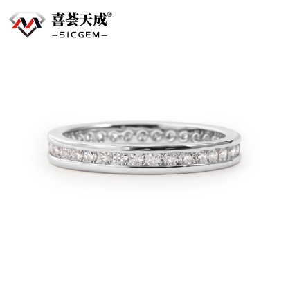 Eternal Path Ring Channel Set Eternity Wedding Band Ring VVS Synthetic Moissanite Ring Jewelry Copper Band