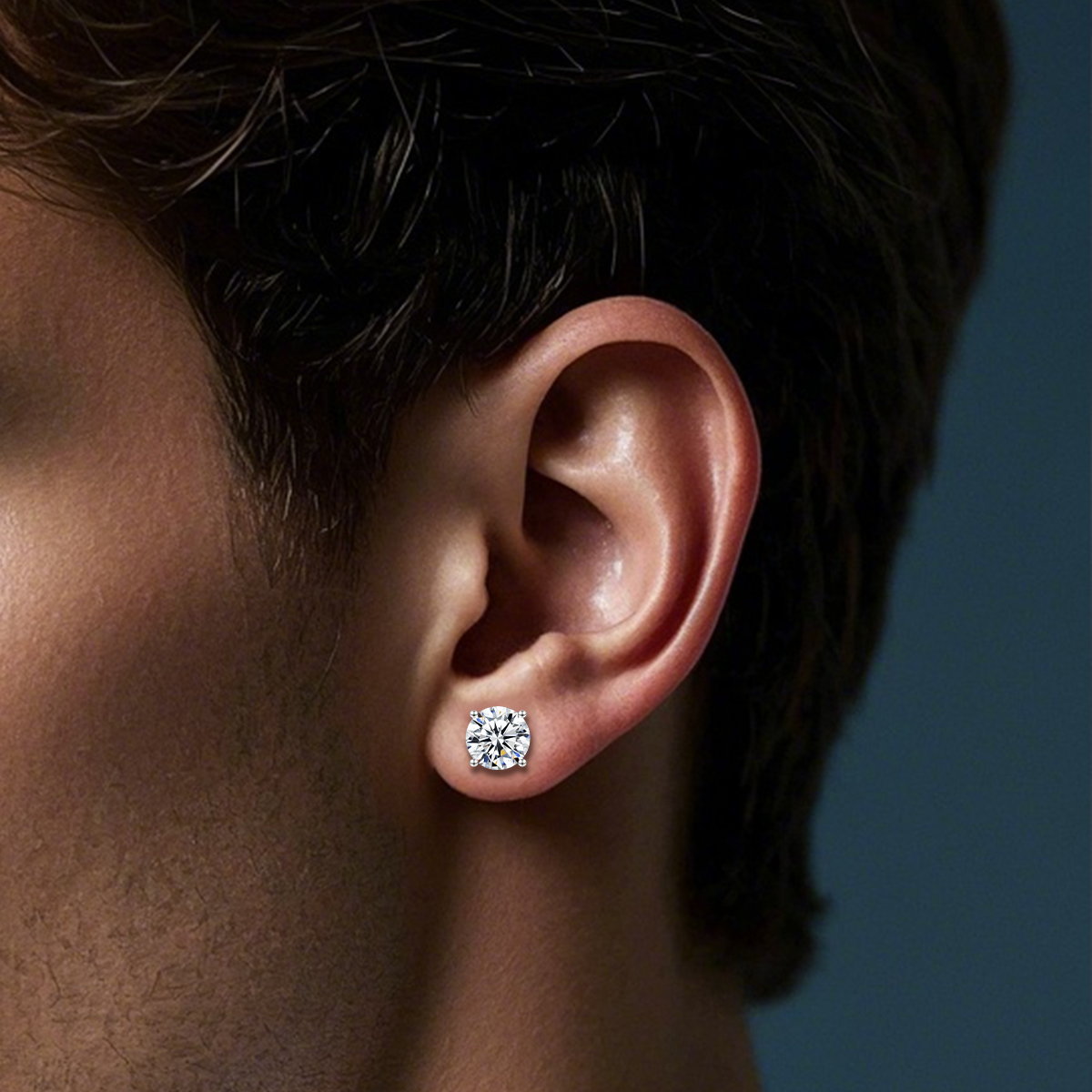 Solitaire Four Prong Earrings Screw Back Stud D-Color Moissanite & S925