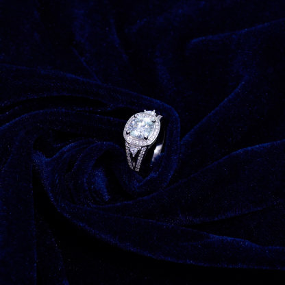 2.5ct Cushion Synthetic Moissanite Catheral Ring In 925 Sterling Silver