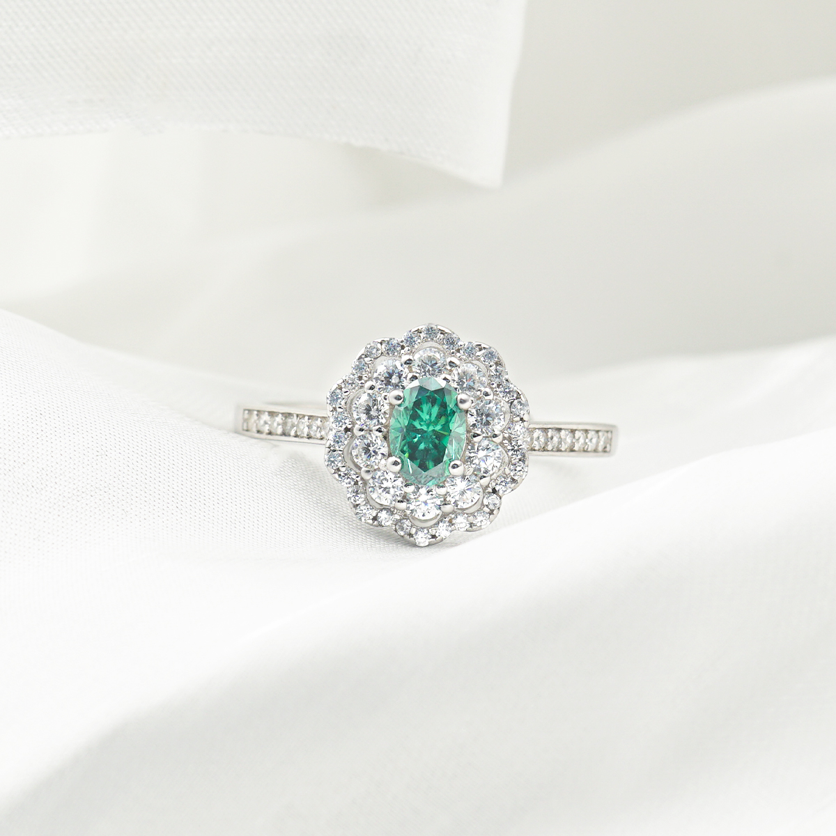 0.5ct Oval Synthetic Moissanite Rippled Ring S925