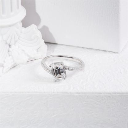 Delzzad 2ct Sparkling Step Cut Engagement Ring Wedding Band Synthetic Moissanite S925 Ring Band Jewelry Perfect Birthday Engagement Wedding Anniversary Gift