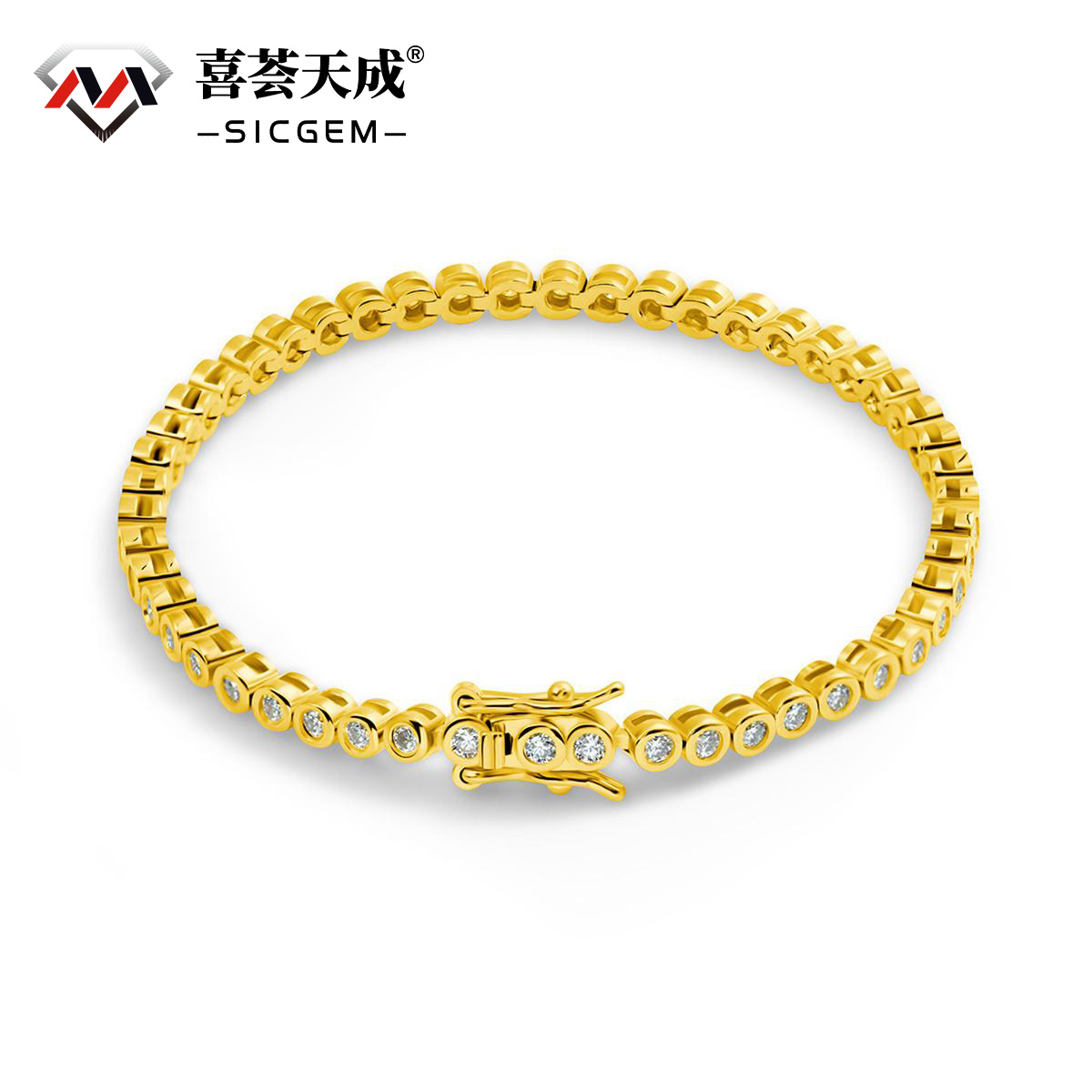 2mm VVS D Color S925 Sterling Silver Synthetic Moissanite Tennis Bracelet