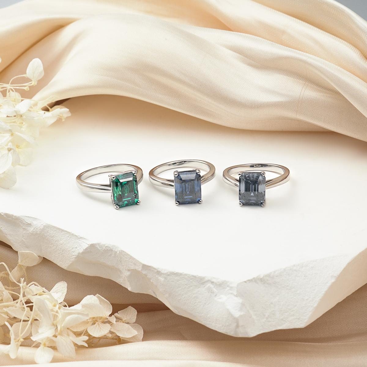 4ct Octagon Synthetic Moissanite Solitaire Ring In 925 Sterling Silver