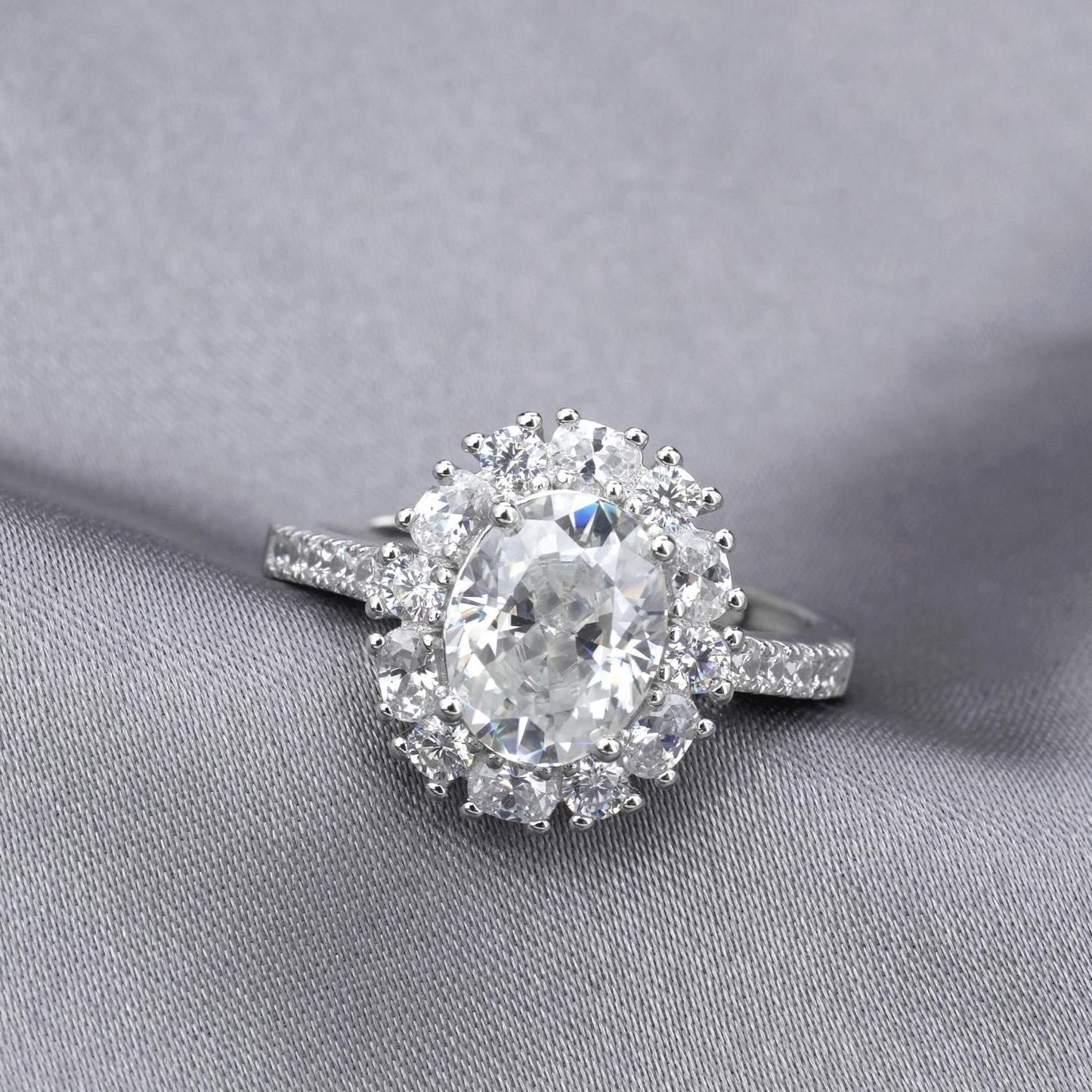 2ct Oval Synthetic Moissanite Ring S925