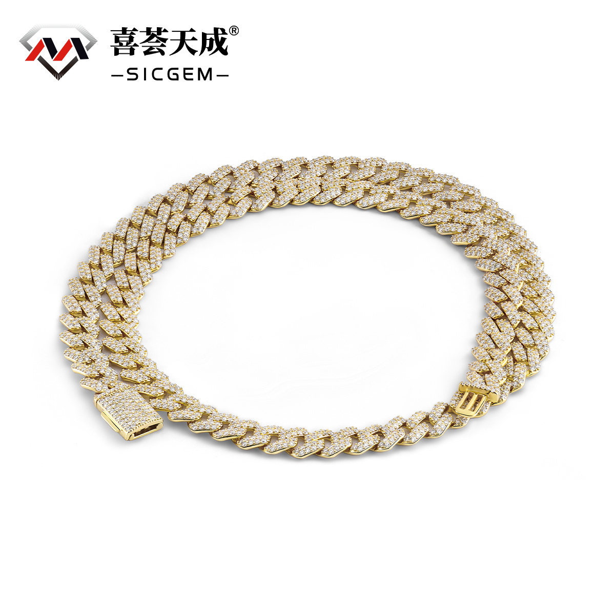 03style 8.5MM S925 VVS Synthetic Moissanite Hip Hop Iced Out Cuban Link Necklace Chain