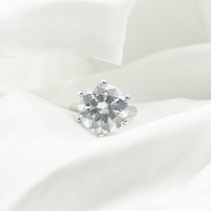 10ct Round Synthetic Moissanite Six Prong Ring S925