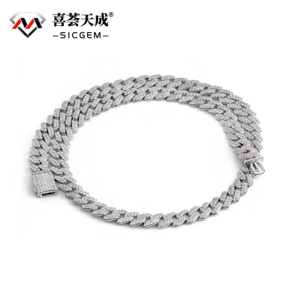 03style 8.5MM S925 VVS Synthetic Moissanite Hip Hop Iced Out Cuban Link Necklace Chain