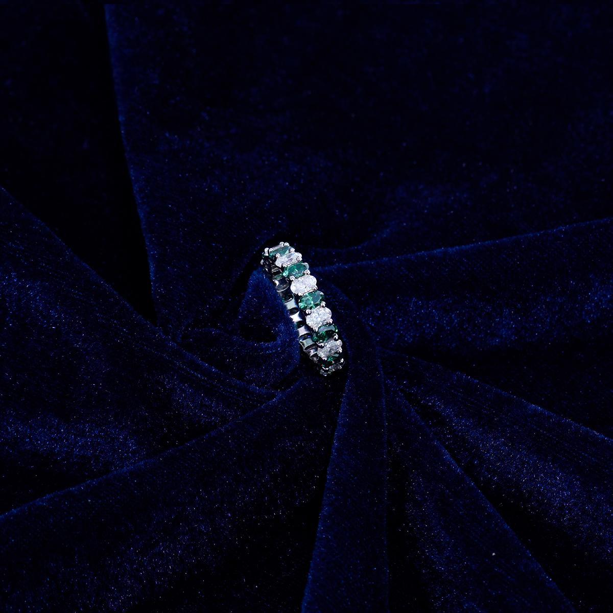 6ct Oval Synthetic Moissanite Full Eternity Stackable Band In 925 Sterling Silver