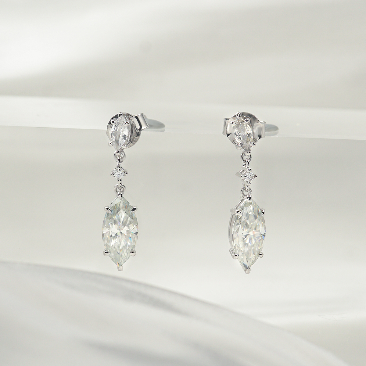 1ct Marquise Synthetic Moissanite Stud Earrings S925