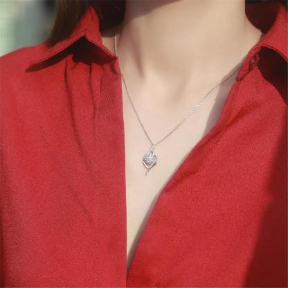 S925 1CT ROUND CUT SYNTHETIC MOISSANITE LOVE NECKLACE PENDANT GIFT FOR WOMEN