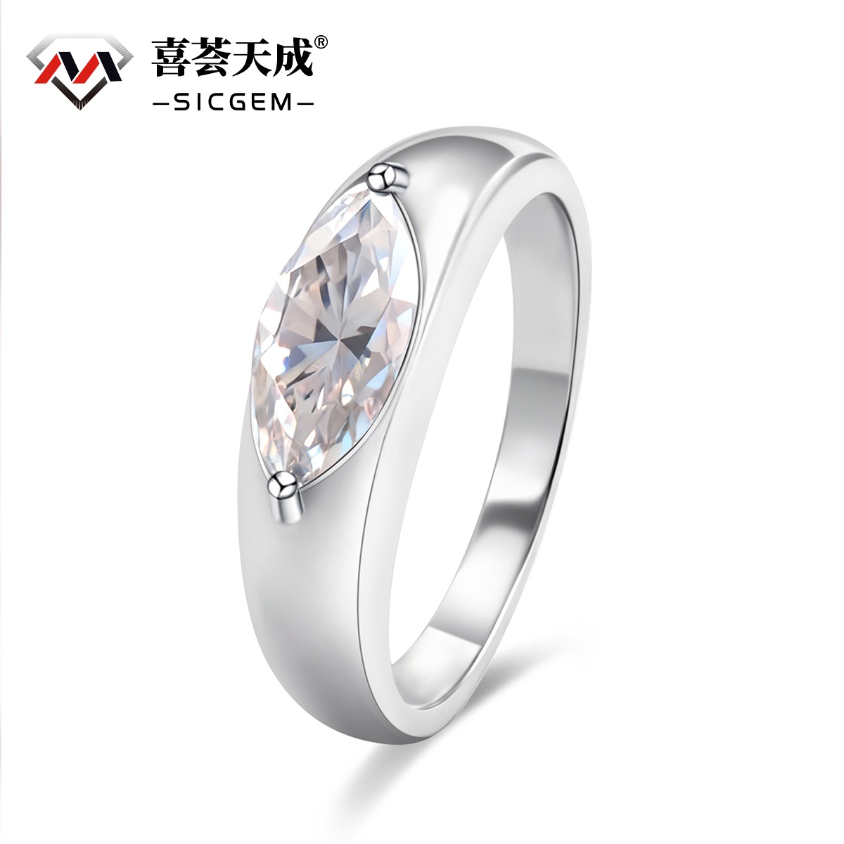 1ct Vintage Bezel Solitaire Marquise Ring Band Engagement Wedding Band Ring D Color VVS Synthetic Moissanite Ring