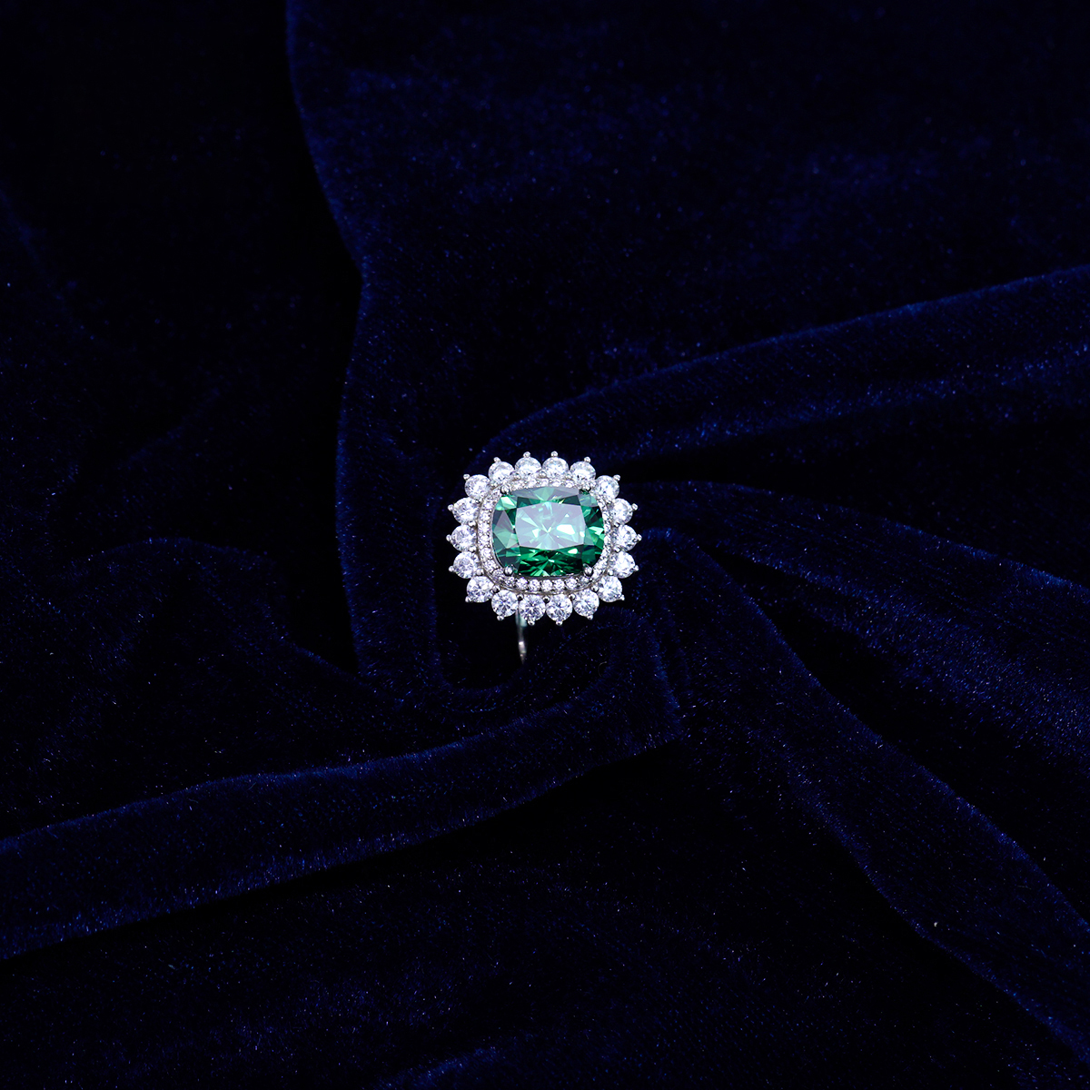 5ct Elongated Cushion Synthetic Moissanite Sunflower Luxury Ring In 925 Sterling Silver