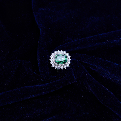 5ct Elongated Cushion Synthetic Moissanite Sunflower Luxury Ring In 925 Sterling Silver