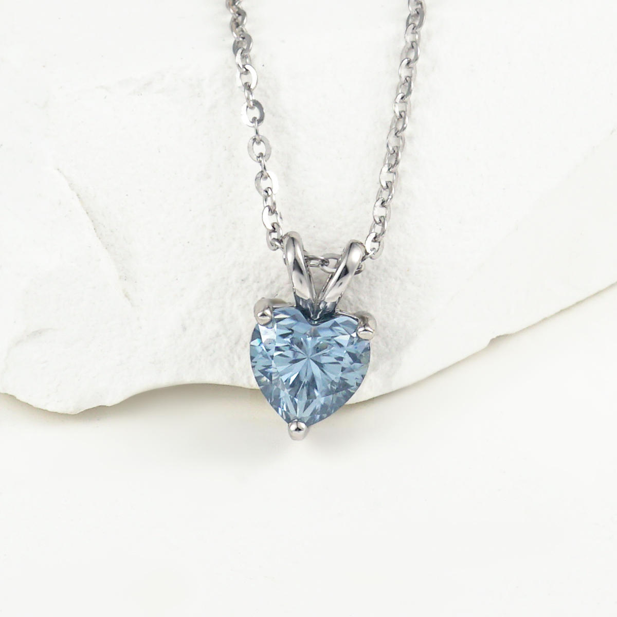 1ct Blue Heart Cut Synthetic Moissanite Pendant Necklace Chain S925