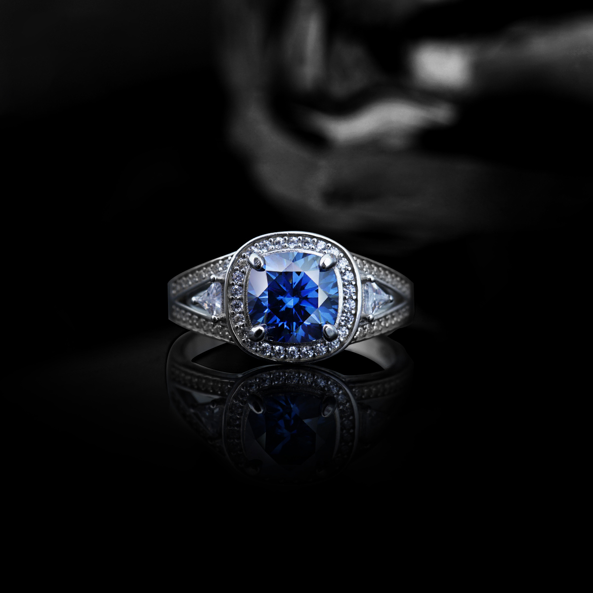 2.5ct Cushion Synthetic Moissanite Catheral Ring In 925 Sterling Silver