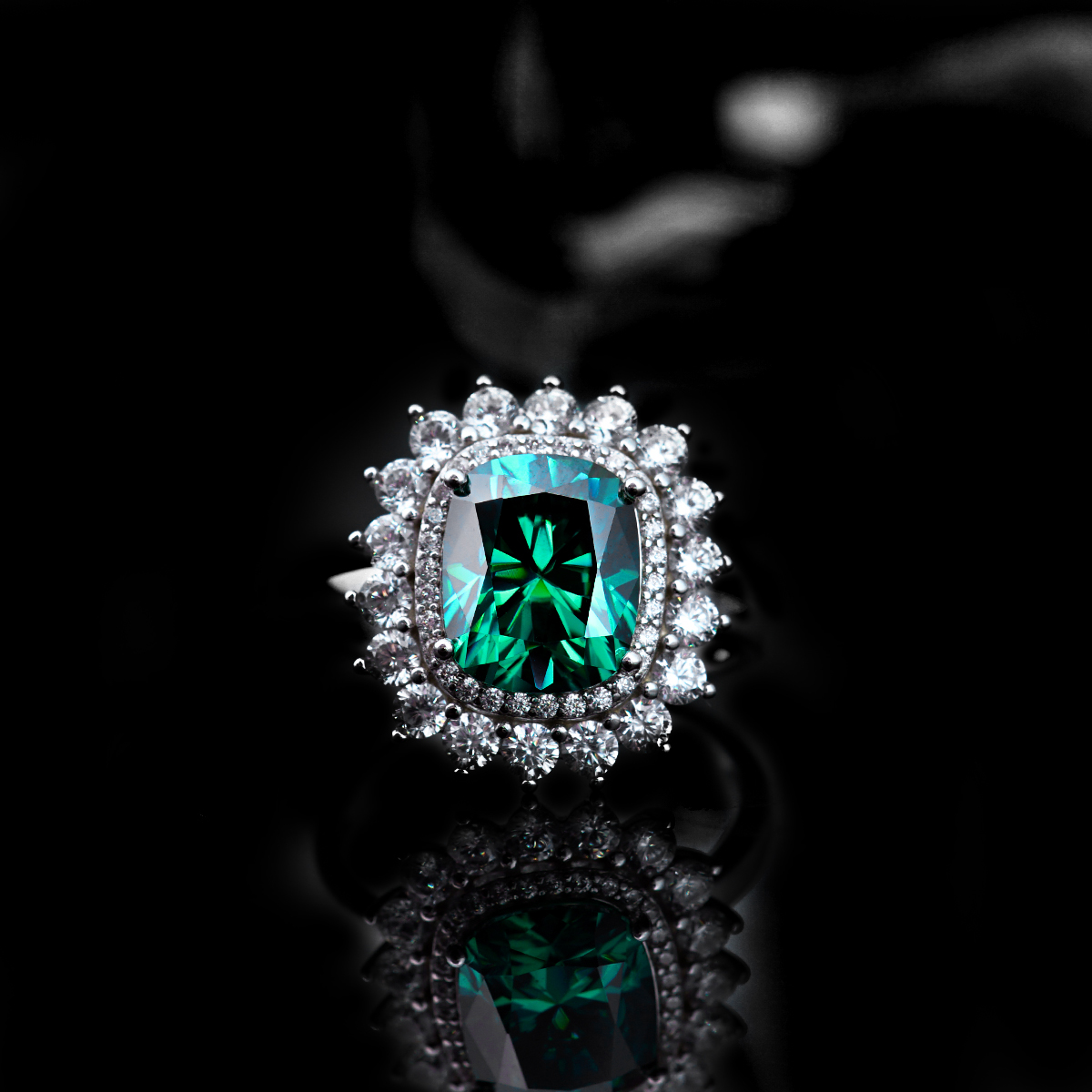 5ct Elongated Cushion Synthetic Moissanite Sunflower Luxury Ring In 925 Sterling Silver