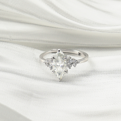 1.5ct Marquise Synthetic Moissanite Horse Eye Ring S925