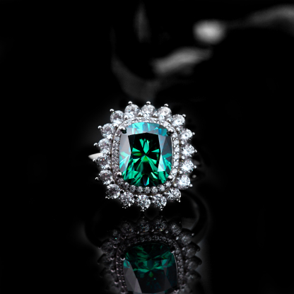 5ct Elongated Cushion Synthetic Moissanite Sunflower Luxury Ring In 925 Sterling Silver