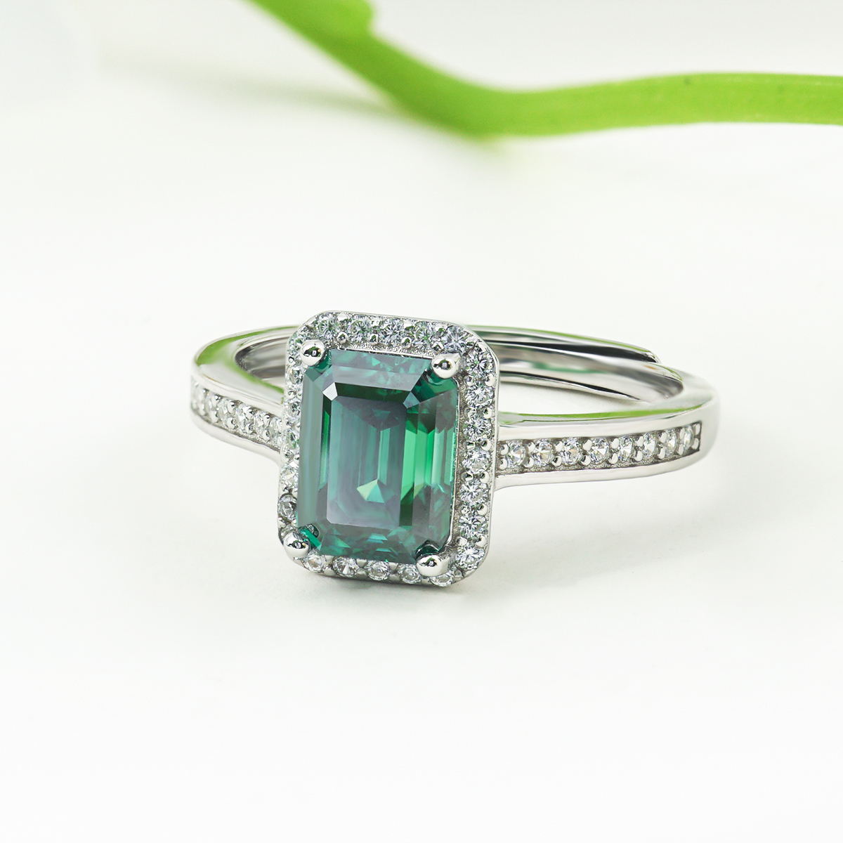 2ct Step Cut Synthetic Moissanite Elegant Ring S925