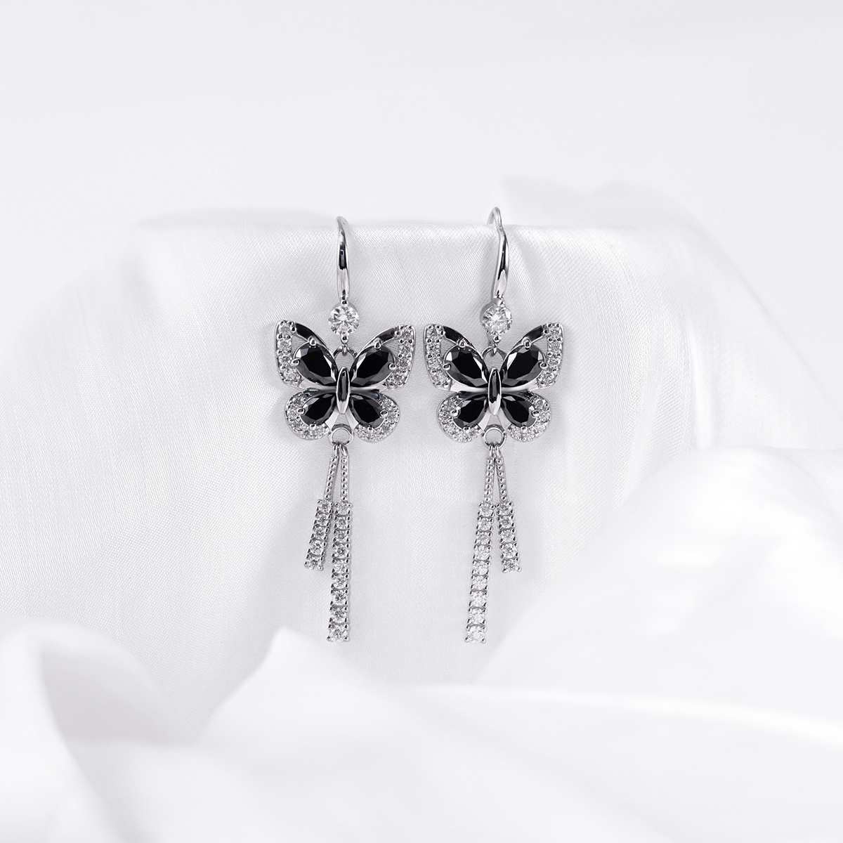 3.2ct Black Butterfly Synthetic Moissanite Earrings S925