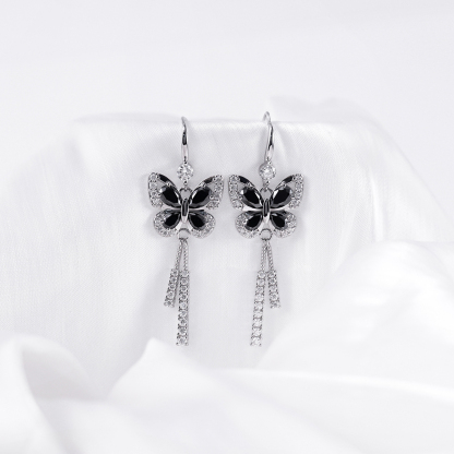 3.2ct Black Butterfly Synthetic Moissanite Earrings S925