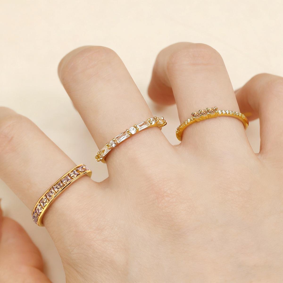 Eternal Trinity Harmony Set Vintage Ring Band Champagne Stacking Ring Synthetic Moissanite Ring Jewelry S925