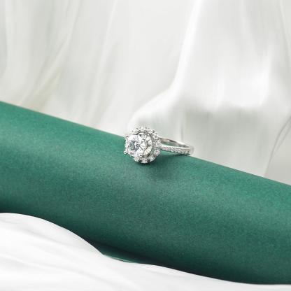 1ct High Setting Ring Round Synthetic Moissanite S925 Ring Band