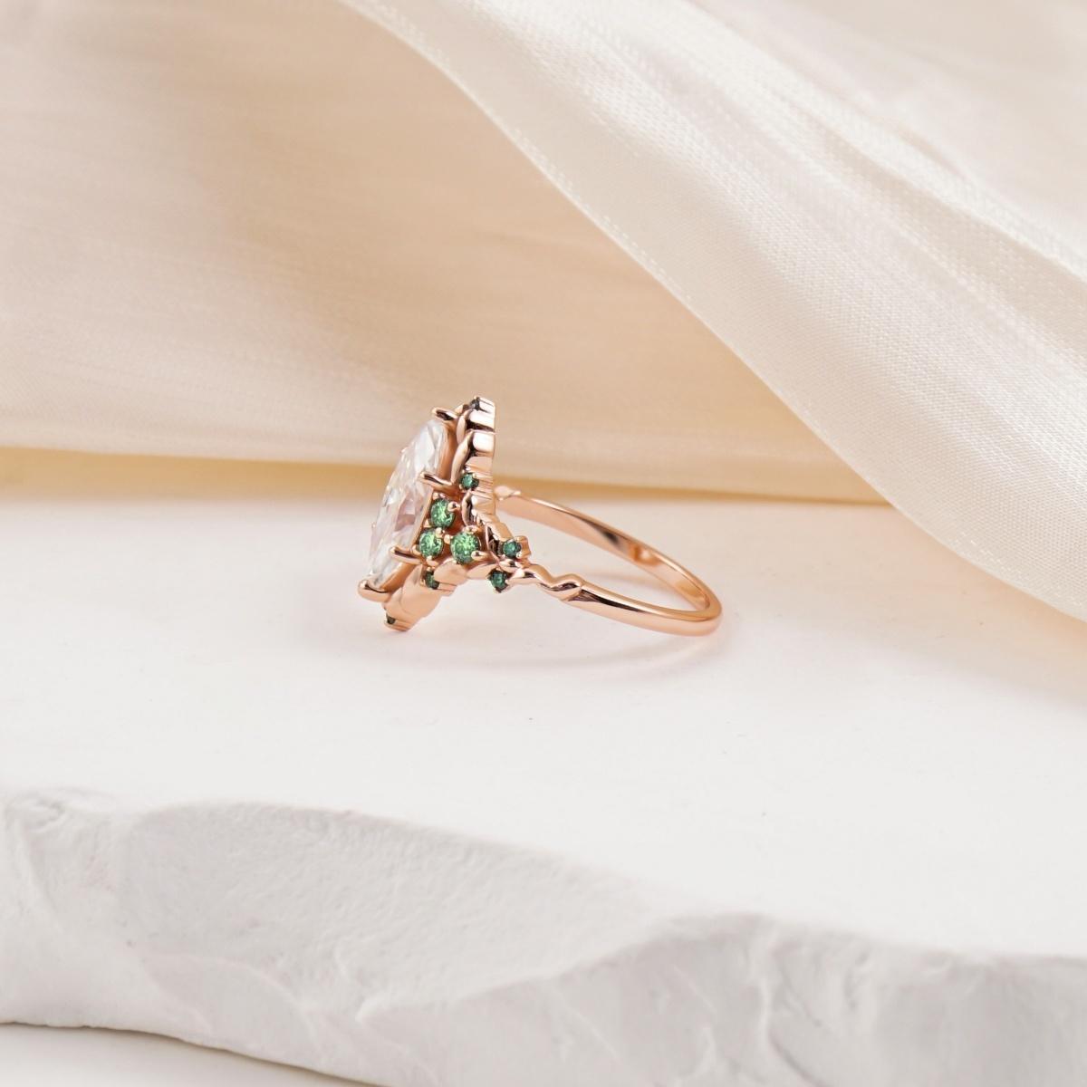 Delzzad 2.2ct Royal Marquise Promise Ring Synthetic Moissanite Ring Jewelry S925 Dainty Floral Ring for Mom Lady Engagement Ring for Women Perfect Birthday Engagement Wedding Anniversary Christmas Gift