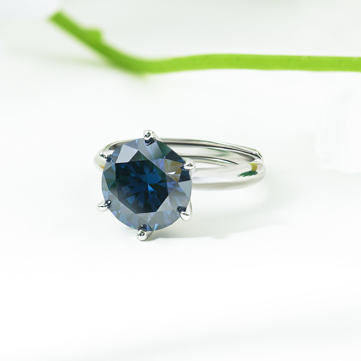 5ct Round Synthetic Moissanite Classic Six Prong Ring S925